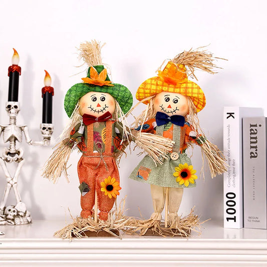 Halloween Witch Scarecrow  Standing Pumpkin Doll