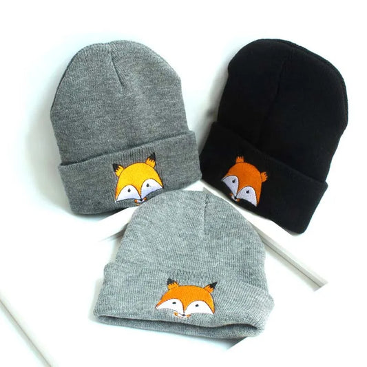 Children's Cap Knitted Beanie Autumn Winter Kawaii Kids Woolen Hat Cartoon Boy Girl Cartoon Fox Cute Babe Warm Hat 1-5 Years Old