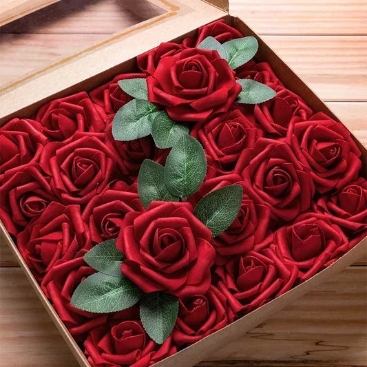 Artificial Foam Rose Flowers with Stems – 5 to 50 pcs