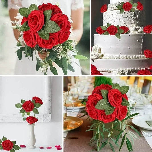 Artificial Foam Rose Flowers with Stems – 5 to 50 pcs