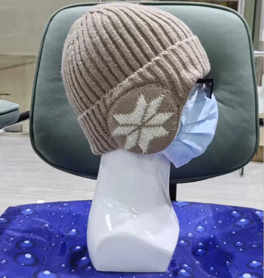 Men Women Winter Warm Plush Knitted Snow Fashion Hat Unisex New Outdoor Coldproof Ear Protection Wool Caps Snowflake logo