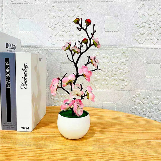 Artificial Plum Blossom Bonsai – Silk Sakura Tree for Home Decoration