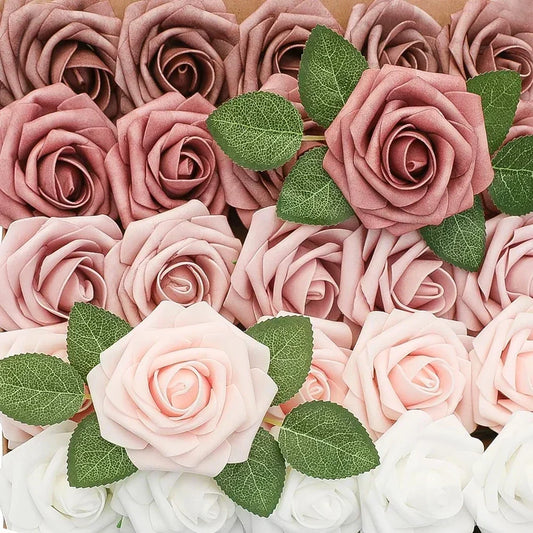 Artificial Foam Rose Flowers with Stems – 5 to 50 pcs
