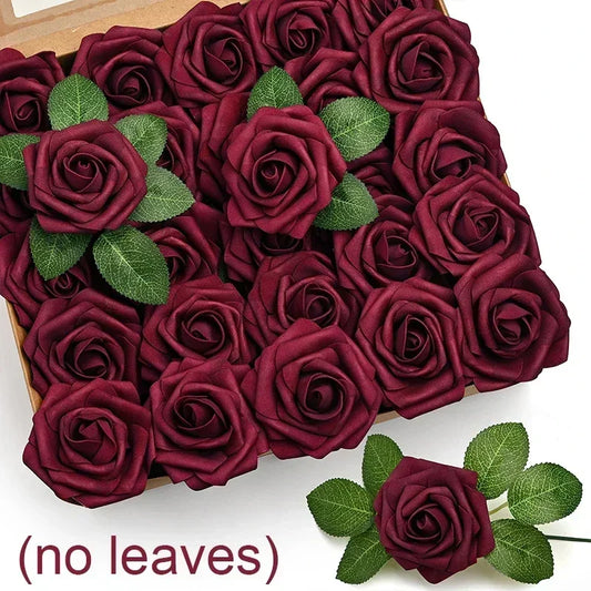 Artificial Foam Rose Flowers with Stems – 5 to 50 pcs