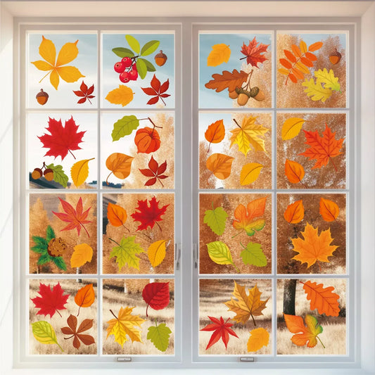 “Autumn Leaves Window Clings” – Fall Glass Stickers for Home & Office
