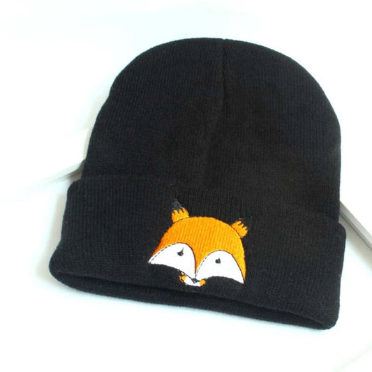 Children's Cap Knitted Beanie Autumn Winter Kawaii Kids Woolen Hat Cartoon Boy Girl Cartoon Fox Cute Babe Warm Hat 1-5 Years Old