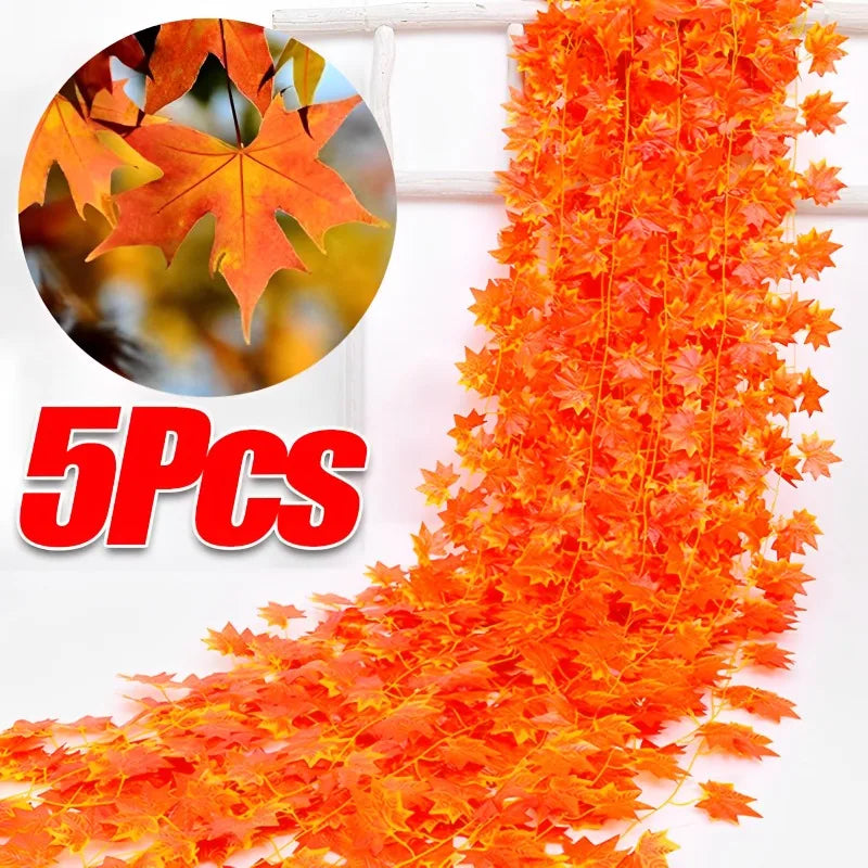 5/1PCS Artificial Maple Leaves String Home