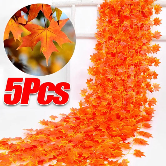 5/1PCS Artificial Maple Leaves String Home